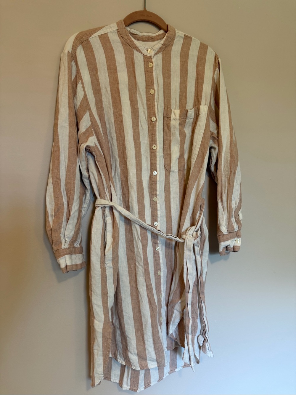 a new day Beige/pink and White Striped Shirt